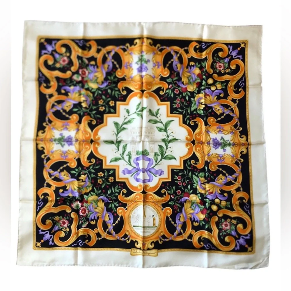 Salvatore Ferragamo New York University Silk Scarf Limited Ed. 90s VTG NWT RARE